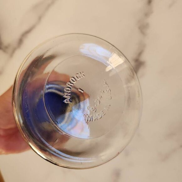 Androck 1 made USA clear glass flask blue bottle cap kitchen storage 70s vintage - Picture 3 of 3